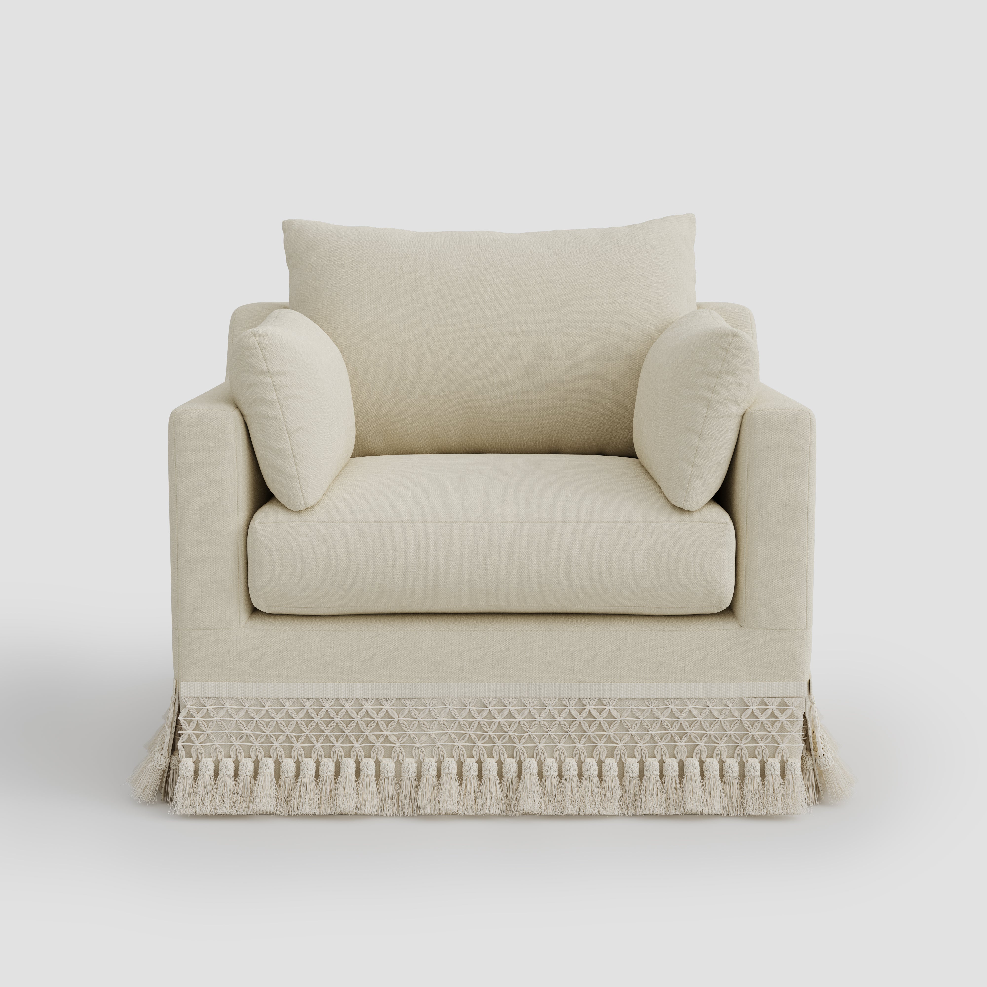 Cottonfy Cotton-Linen Washable Fringe 2 Seater Sofa