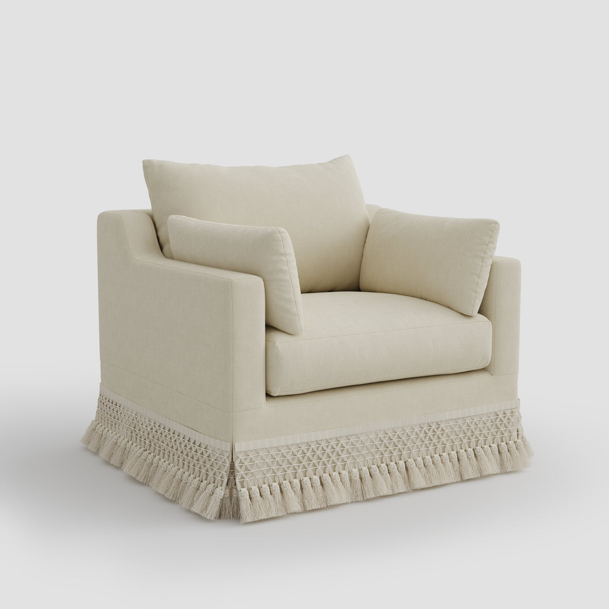 Cotton Linen Slim Arm Sofa Fringed Skirt Washable Covers