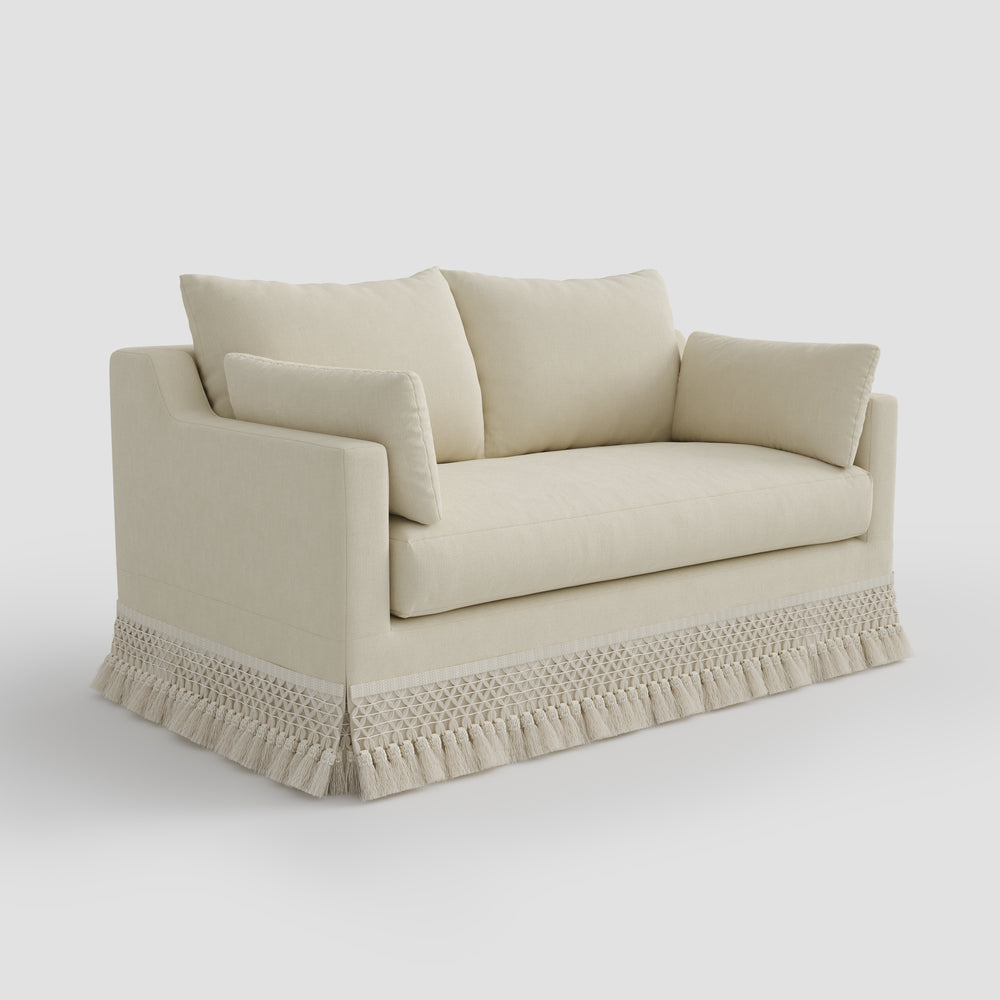 Cottonfy Cotton-Linen Washable Fringe 2 Seater Sofa
