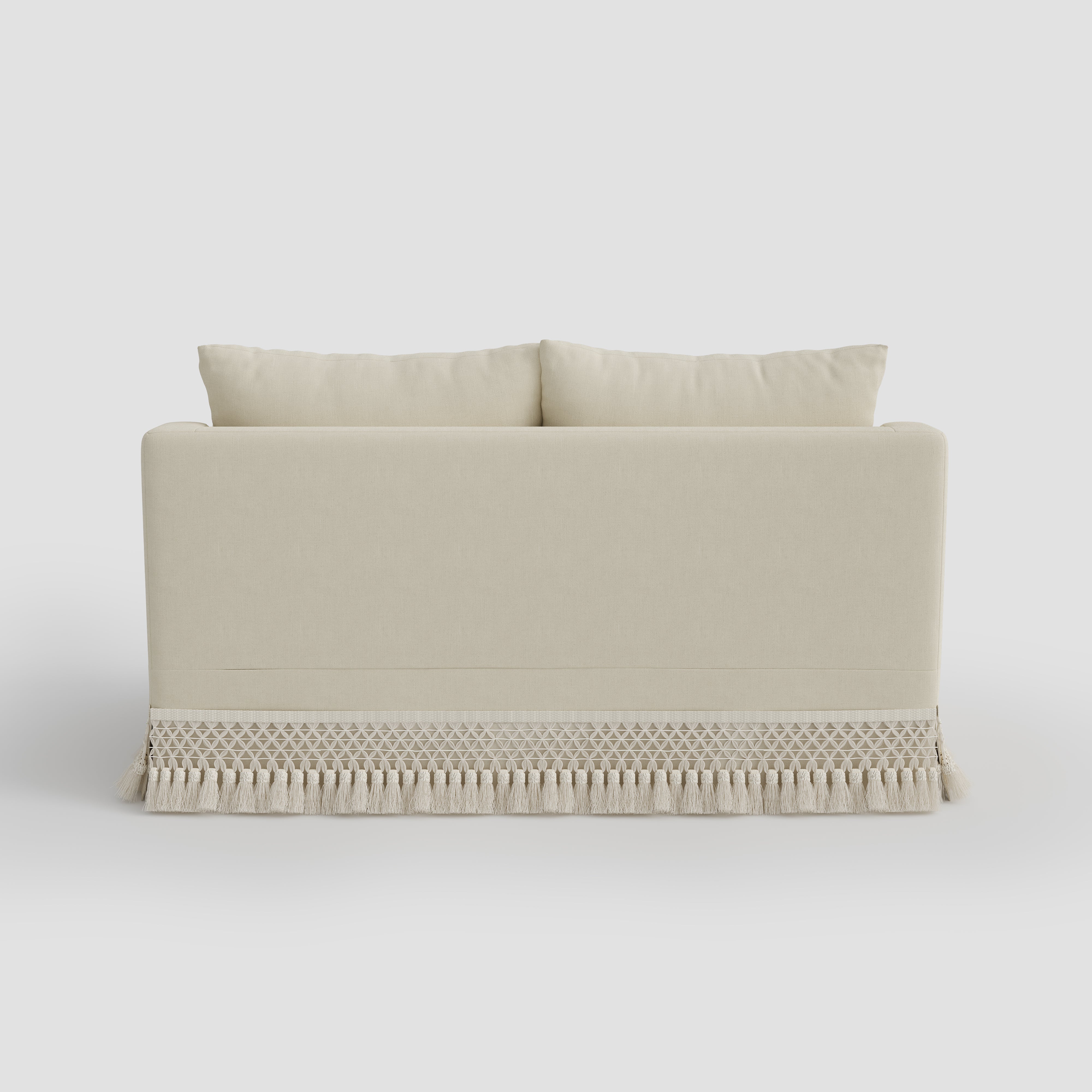 Cottonfy Cotton-Linen Washable Fringe 2 Seater Sofa