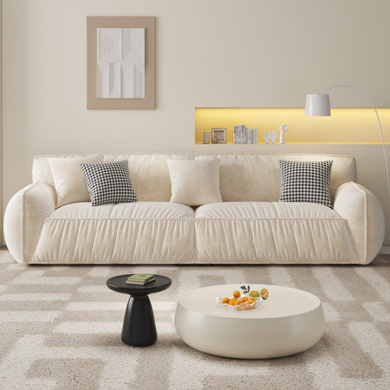 Creamy Padded Lint Sofa with Matching Footstool