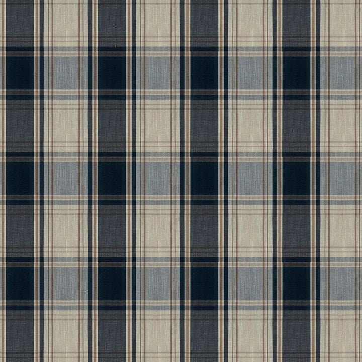 Mid weight Tartan Check Fabric Cotton Midnight Black AR460058