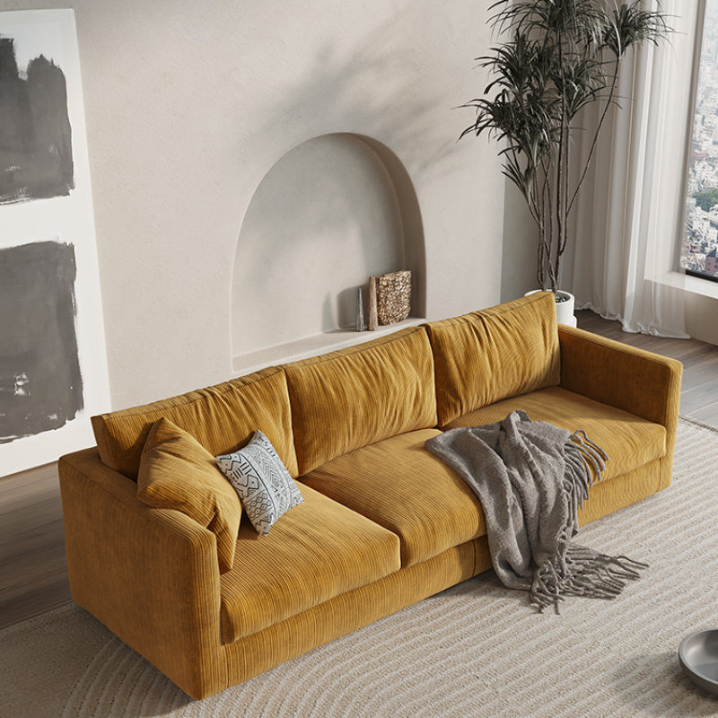 Retro Elegance Luxe Fabric Sofa with Mid-Century Charm