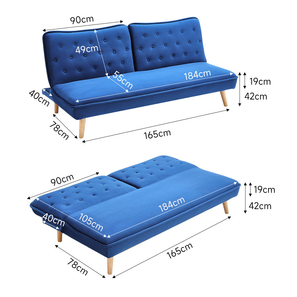 Upholstered Convertible Sofa Bed with Wood Leg