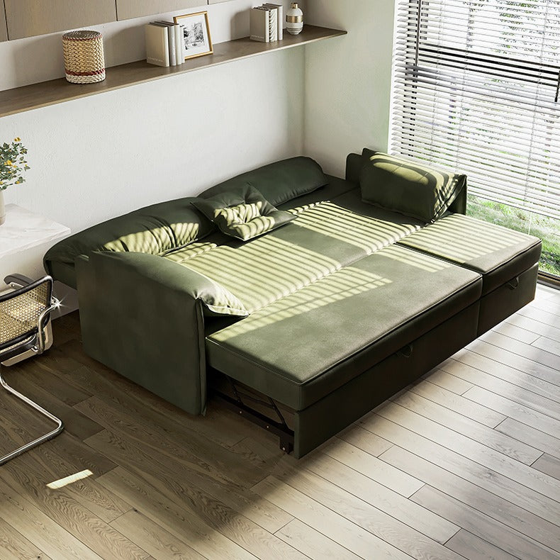 Expandable Green Pulley Corner Sofa Bed for Small Apartment