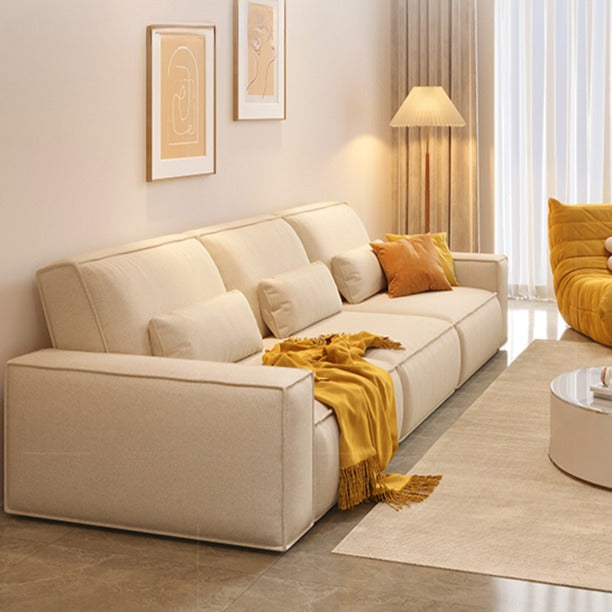 High Back Beancurd Block Cream Wind Cotton Linen Sofa