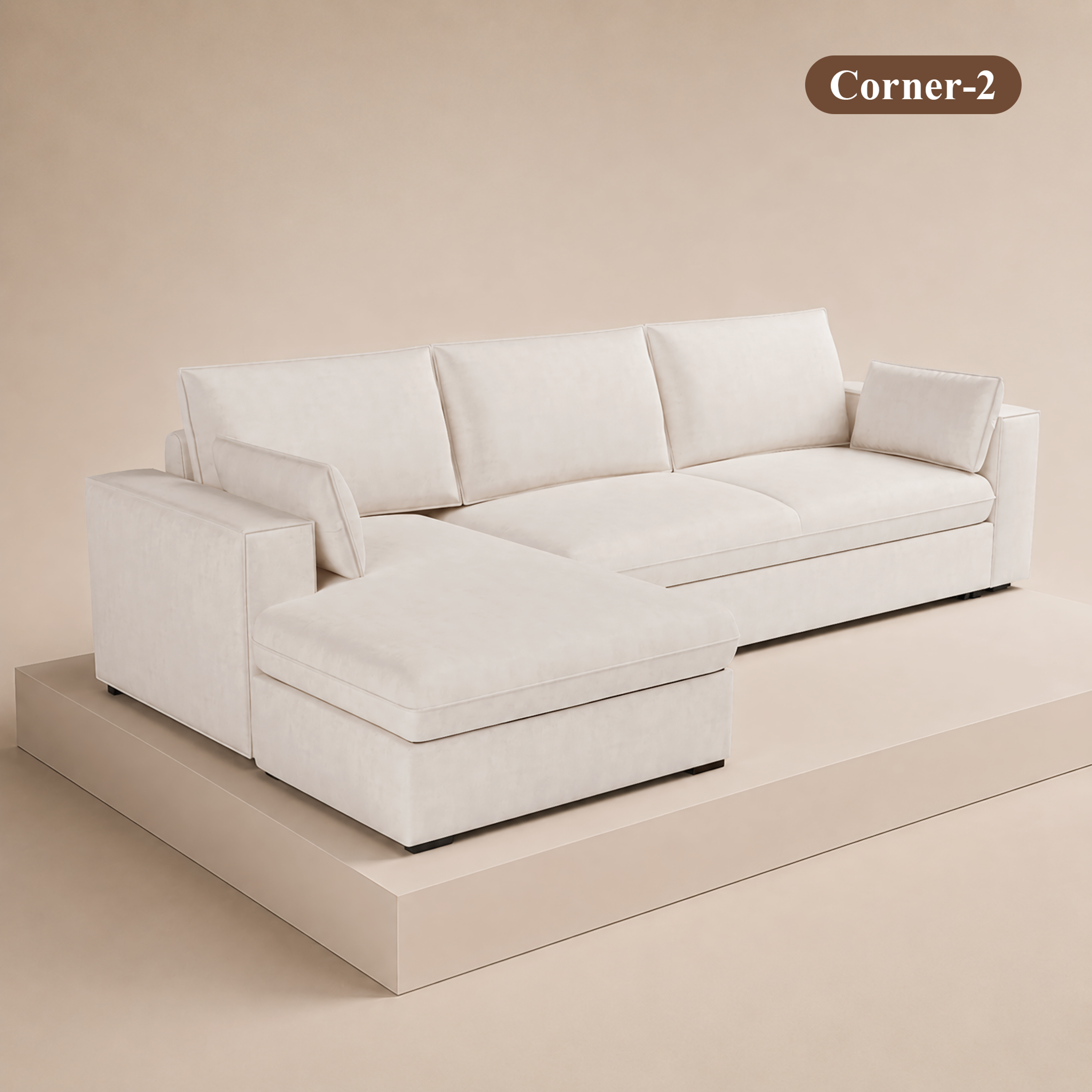 Cottonfy Creamy Tofu Block Pull Out Sofa Bed with Storage Guest Sleeper