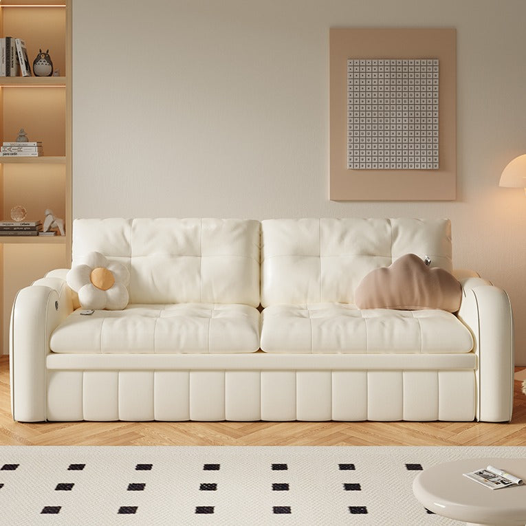 Cream Cloud Extendable L-Shape Corner Sofa Bed with Storage