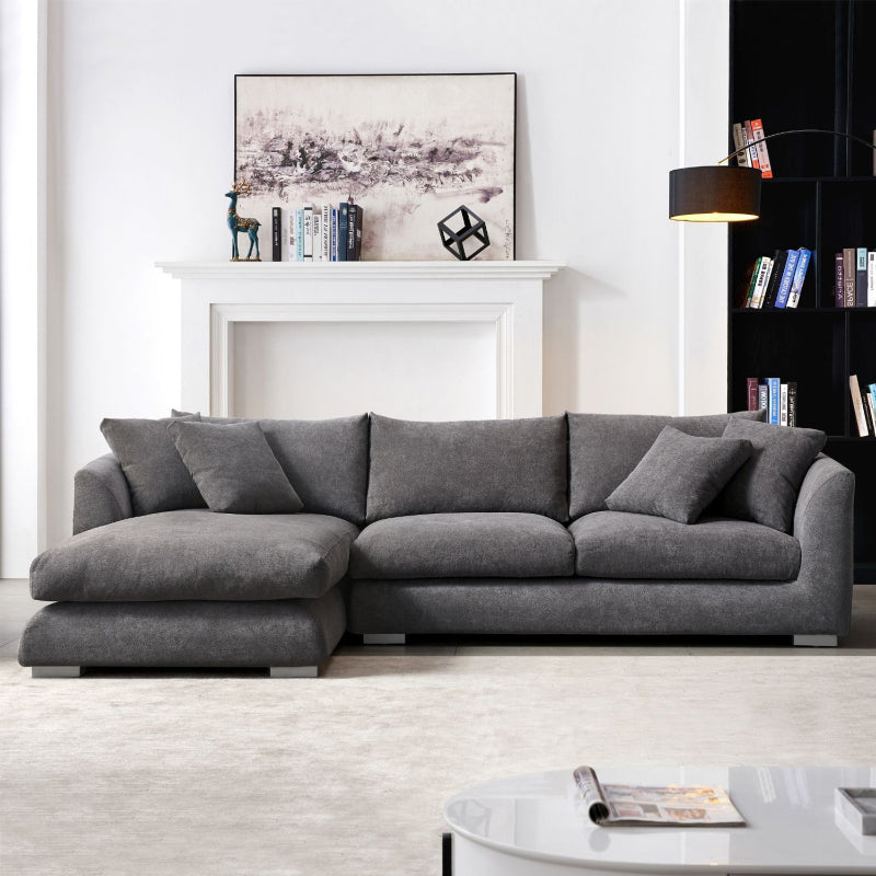 Classic Grey L-Shaped Sectional Sofa