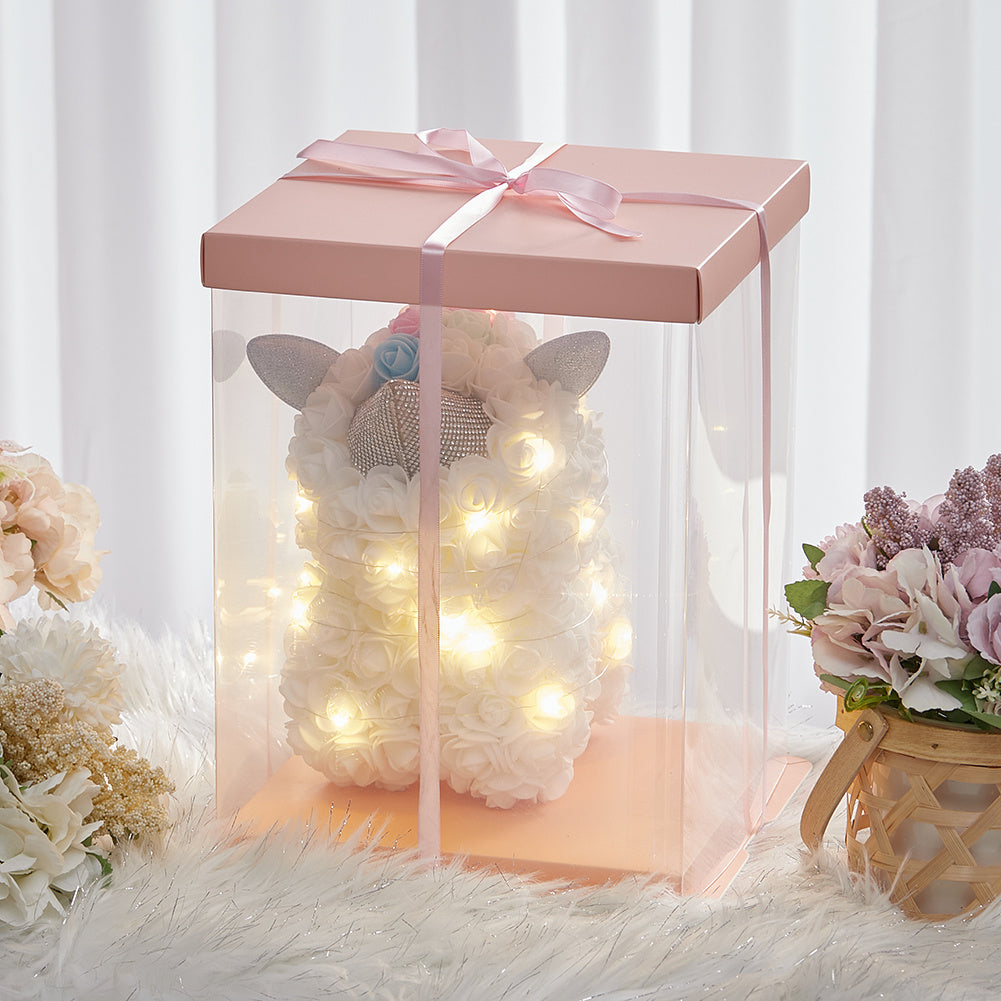 Unicorn Rose Flower Simulation Forever Rose With Gift Box & Light White