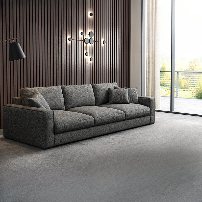 Contemporary Minimalist Three-Seater Fabric Sofa