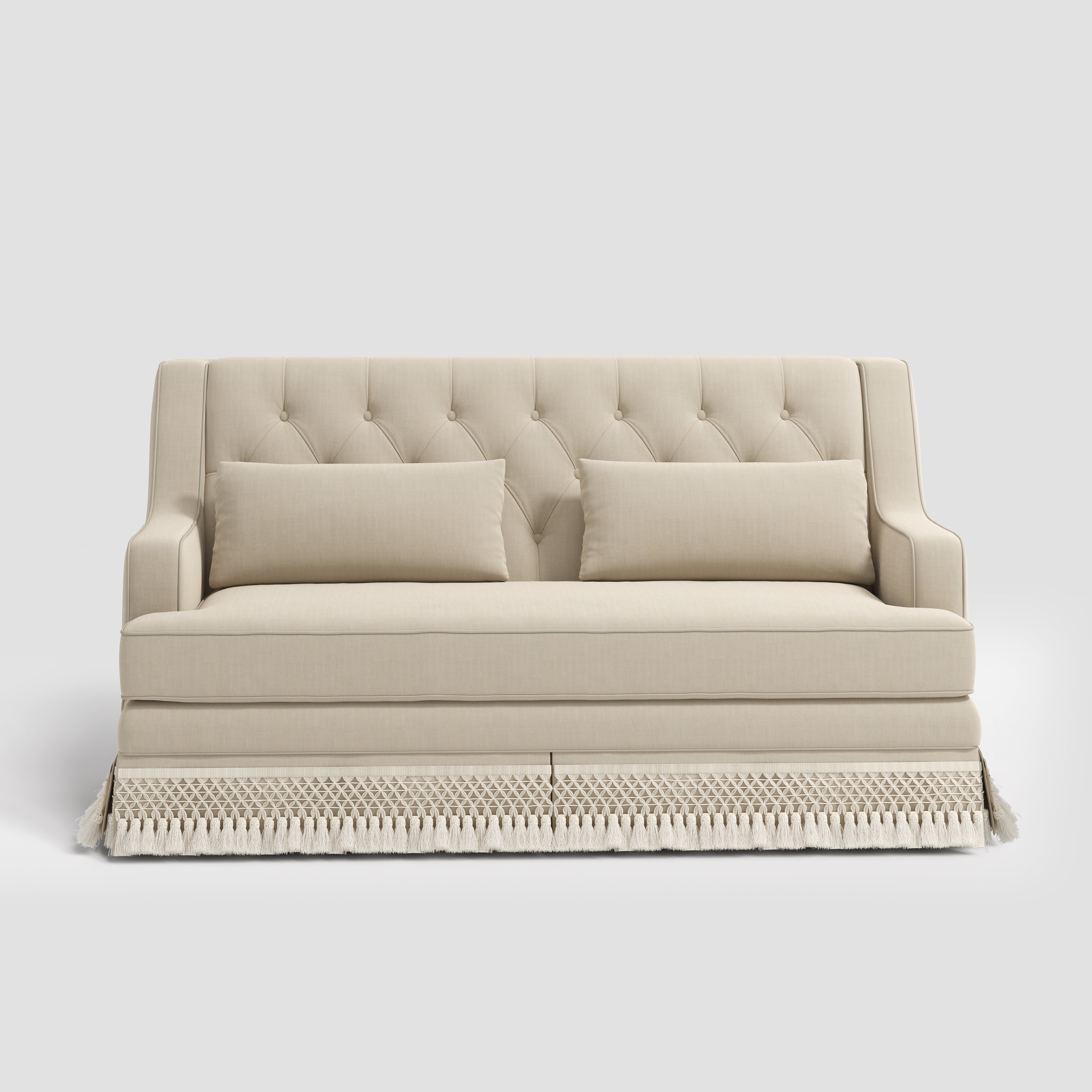 Cottonfy Country Fringe Skirt Sofa for Relaxed Home Living