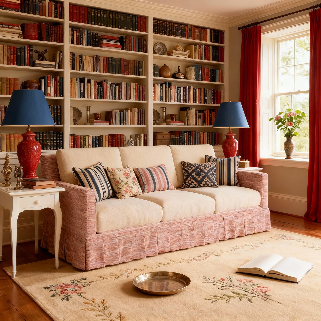 Cottonfy Country Check Sofa with Removable Skirted Covers