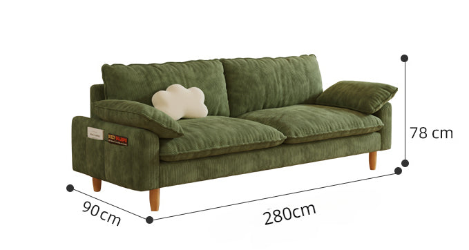 Retro Green Corduroy Upholstered Sofa