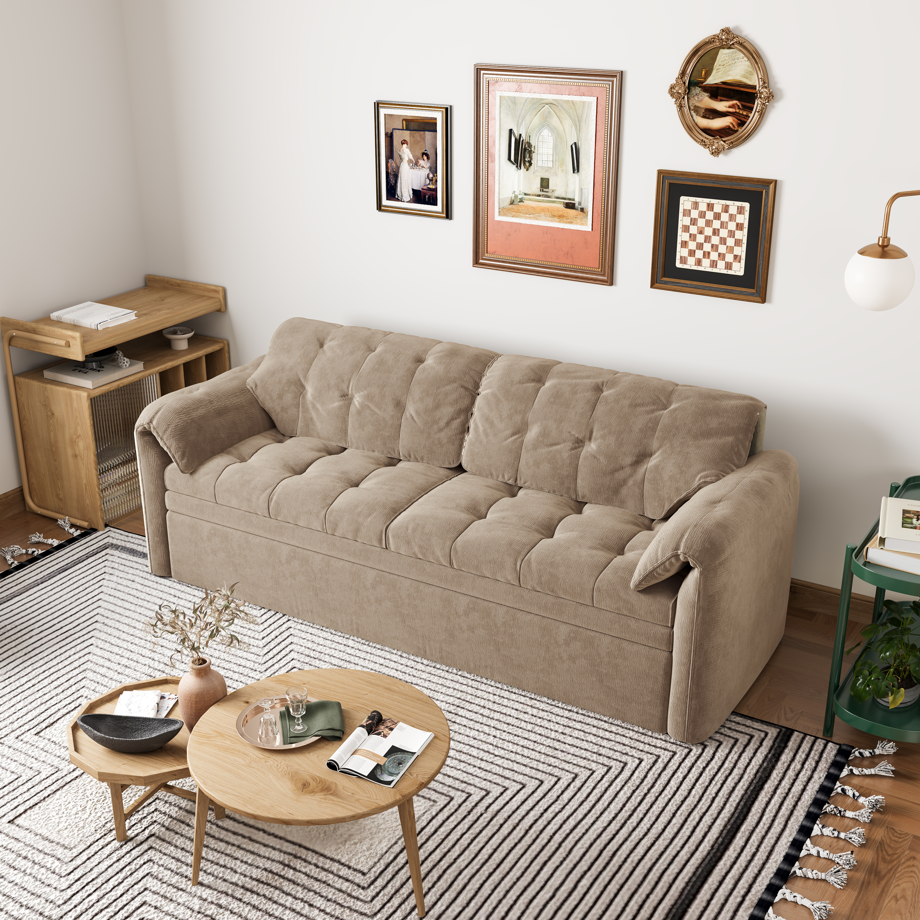Upgraded Cloud Chenille Skin Friendly Sofa Bed with Storage