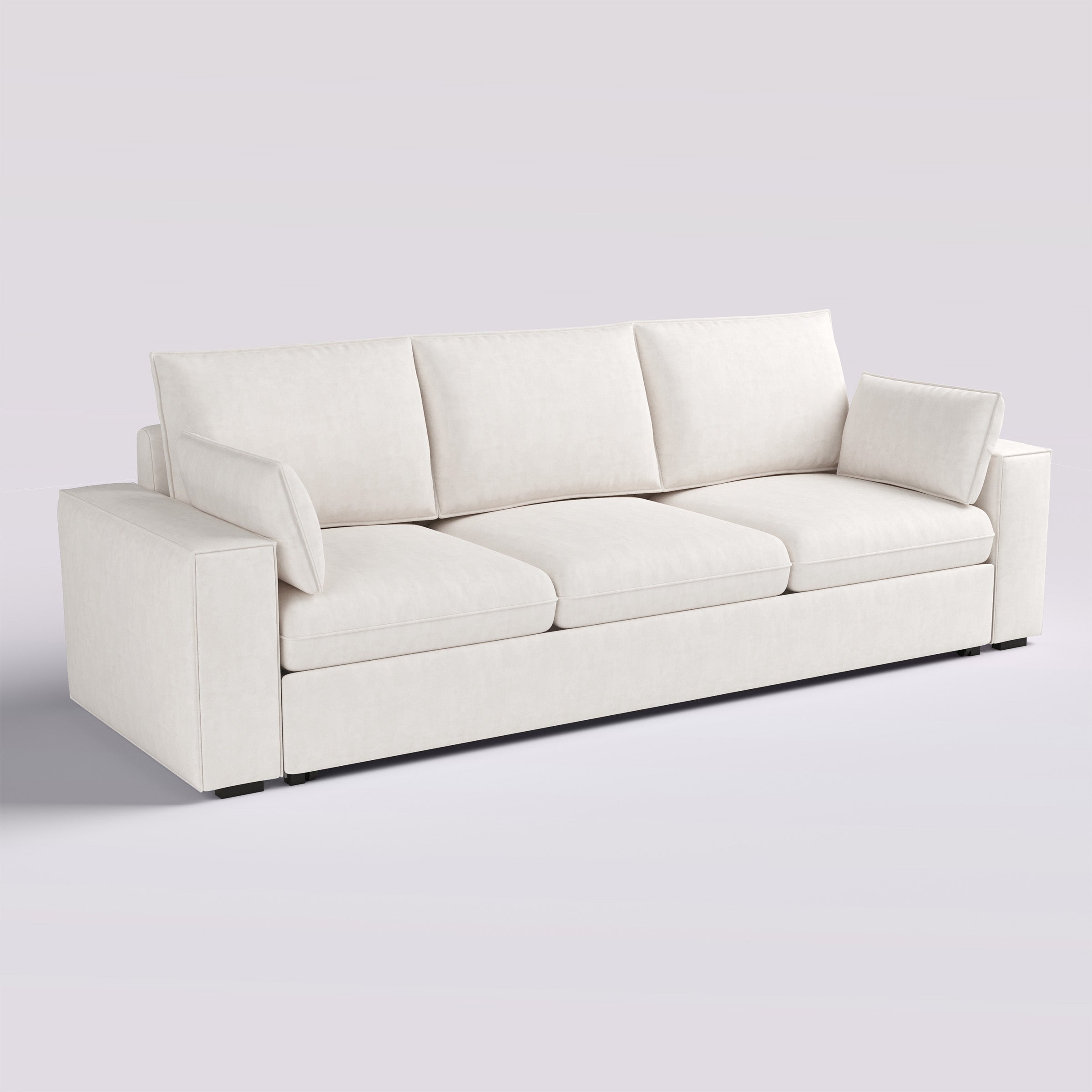 Cottonfy Creamy Tofu Block Pull Out Sofa Bed with Storage Guest Sleeper