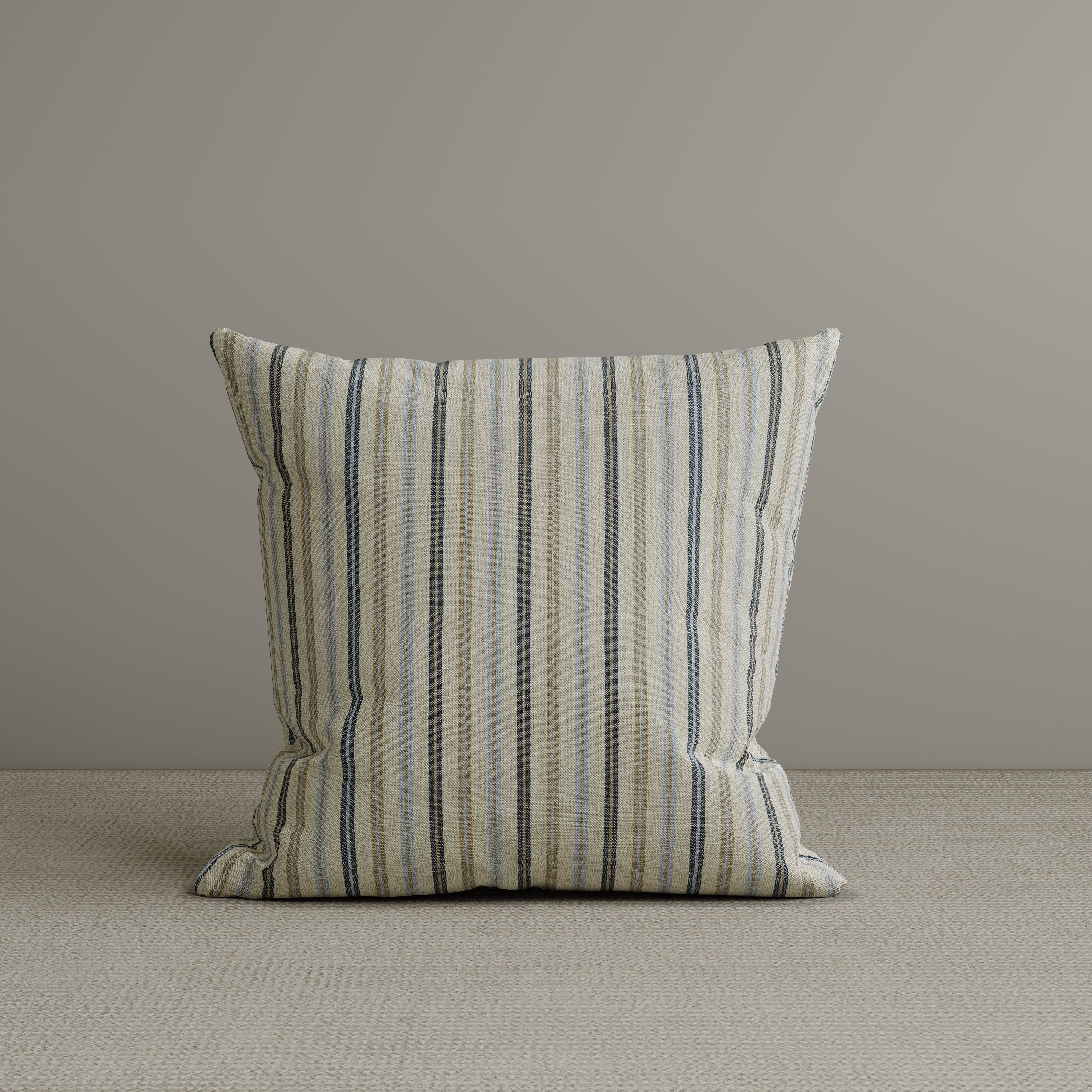Square Exclusive Design Cushion in Light Blue Striped Cotton Linen, 50*50CM