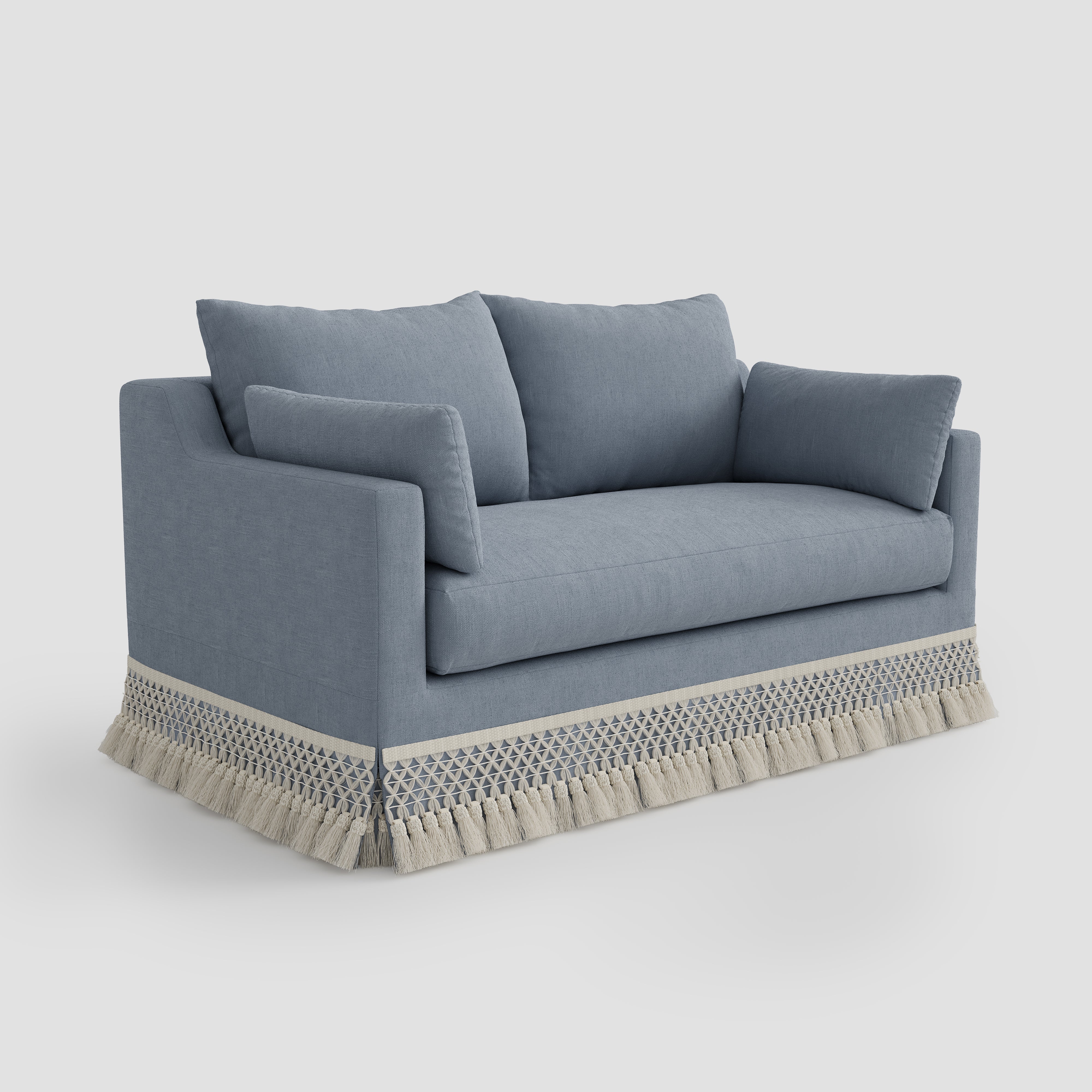 Cottonfy Cotton-Linen Washable Fringe 2 Seater Sofa