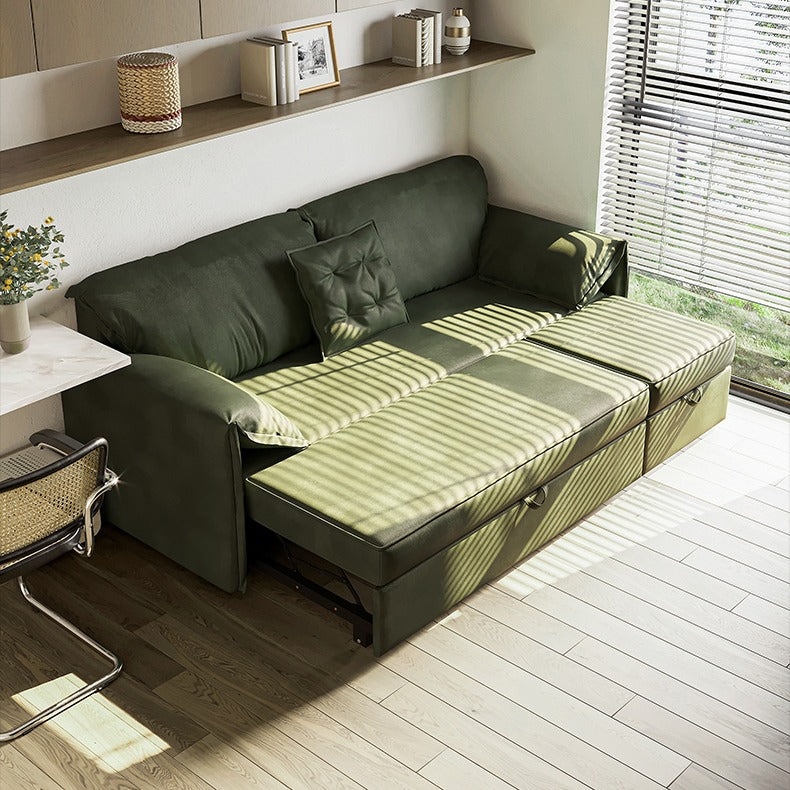 Expandable Green Pulley Corner Sofa Bed for Small Apartment