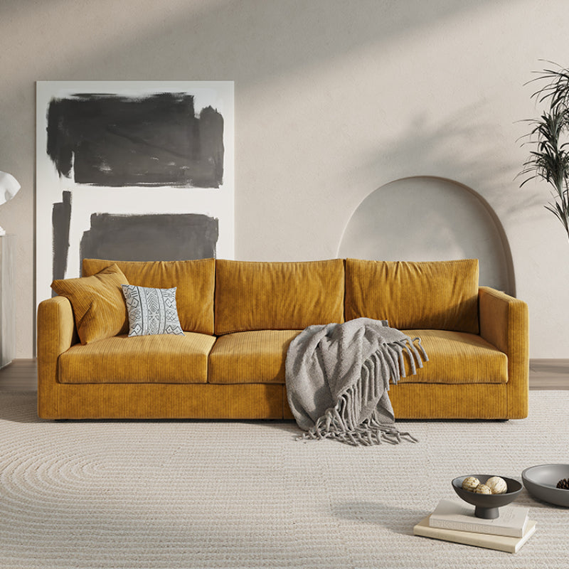 Retro Elegance Luxe Fabric Sofa with Mid-Century Charm