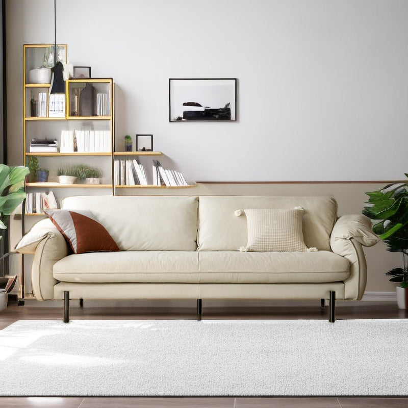 Milky White Deep-Seated Tech-Cloth Sofa