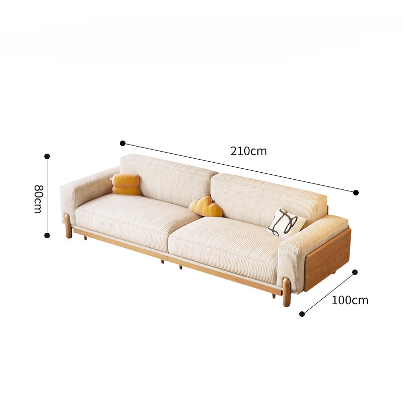 Simple Solid Wood  3 Seater Straight-Row Sofa