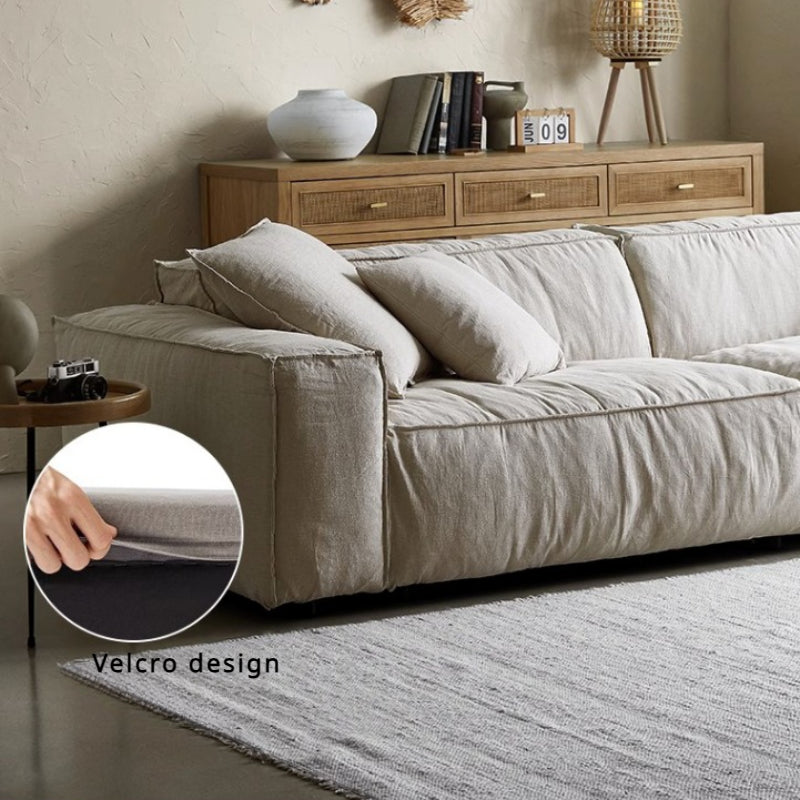 Elegant Linen Tofu Block Fabric Down Sofa