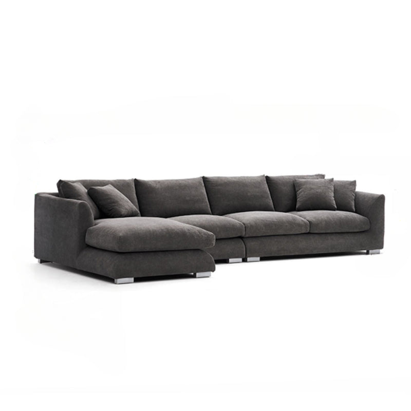 Classic Grey L-Shaped Sectional Sofa