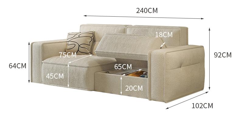 Modern Simple Storage Straight-Row Sofa