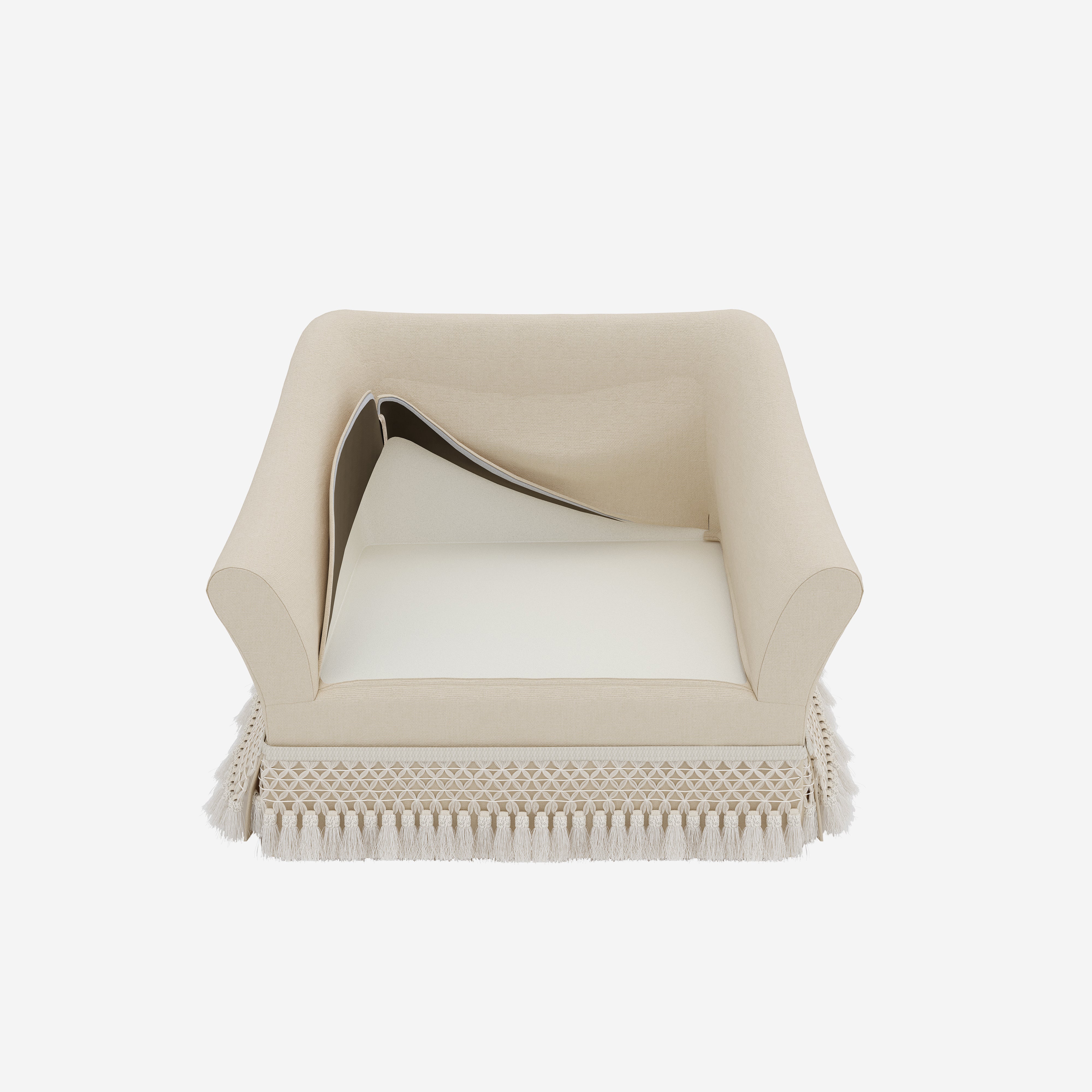 Cottonfy Slipcover Linen Armchair with Fringe