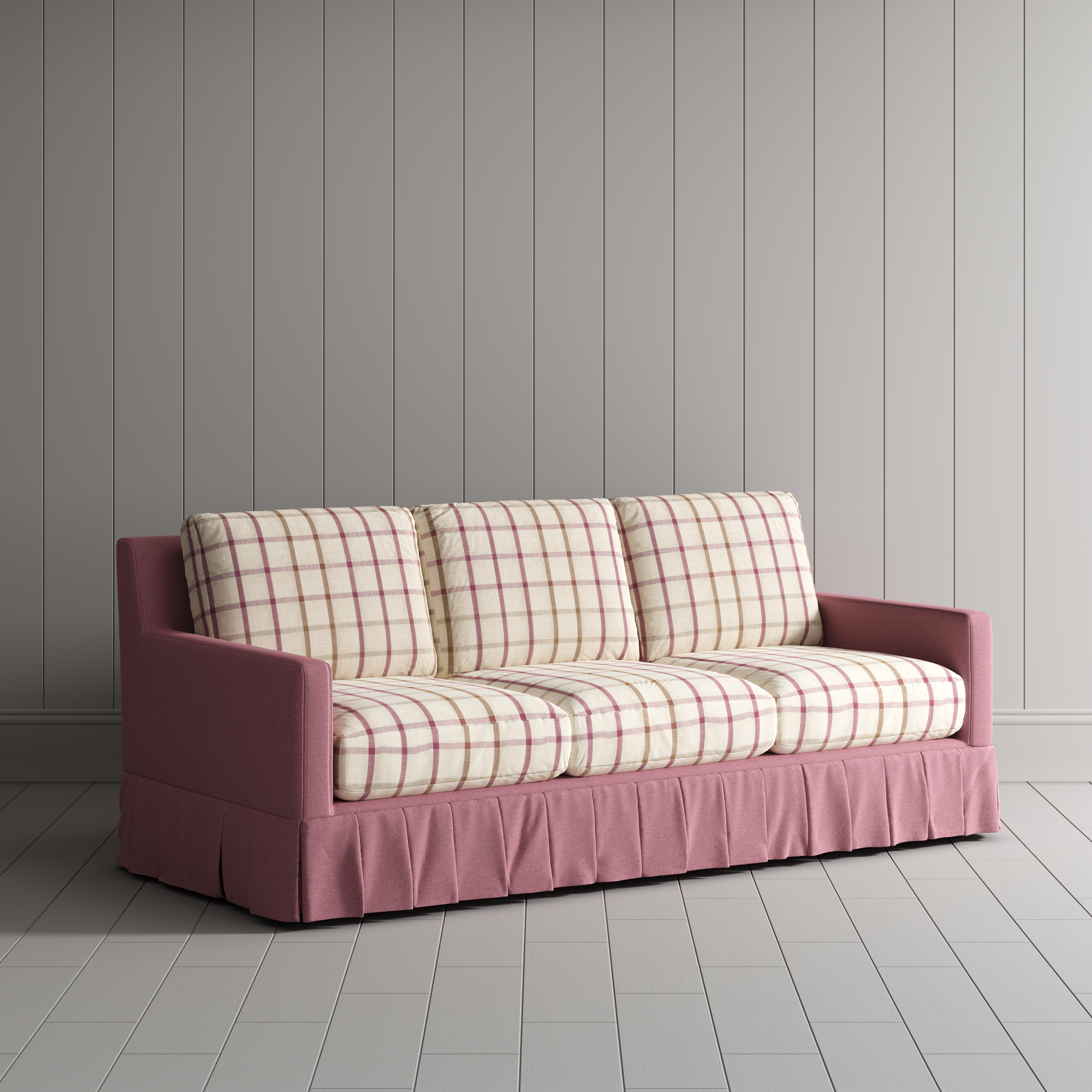 Cottonfy Country Check Sofa with Removable Skirted Covers