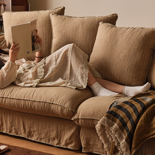 Natural Linen Down Sofa for Living Room