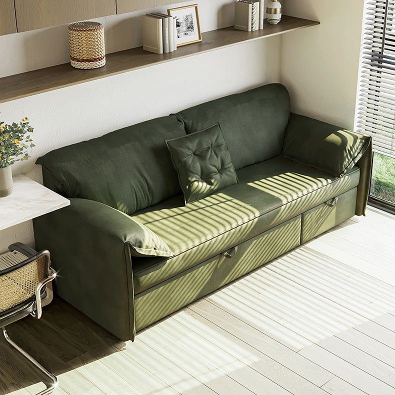 Expandable Green Pulley Corner Sofa Bed for Small Apartment