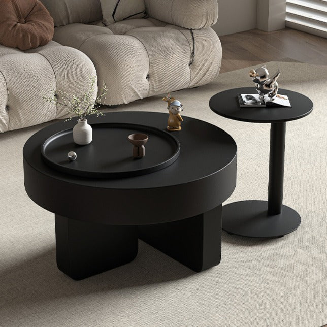 Minimalist Living Room Small Unit with Movable Rotating Coffee Table