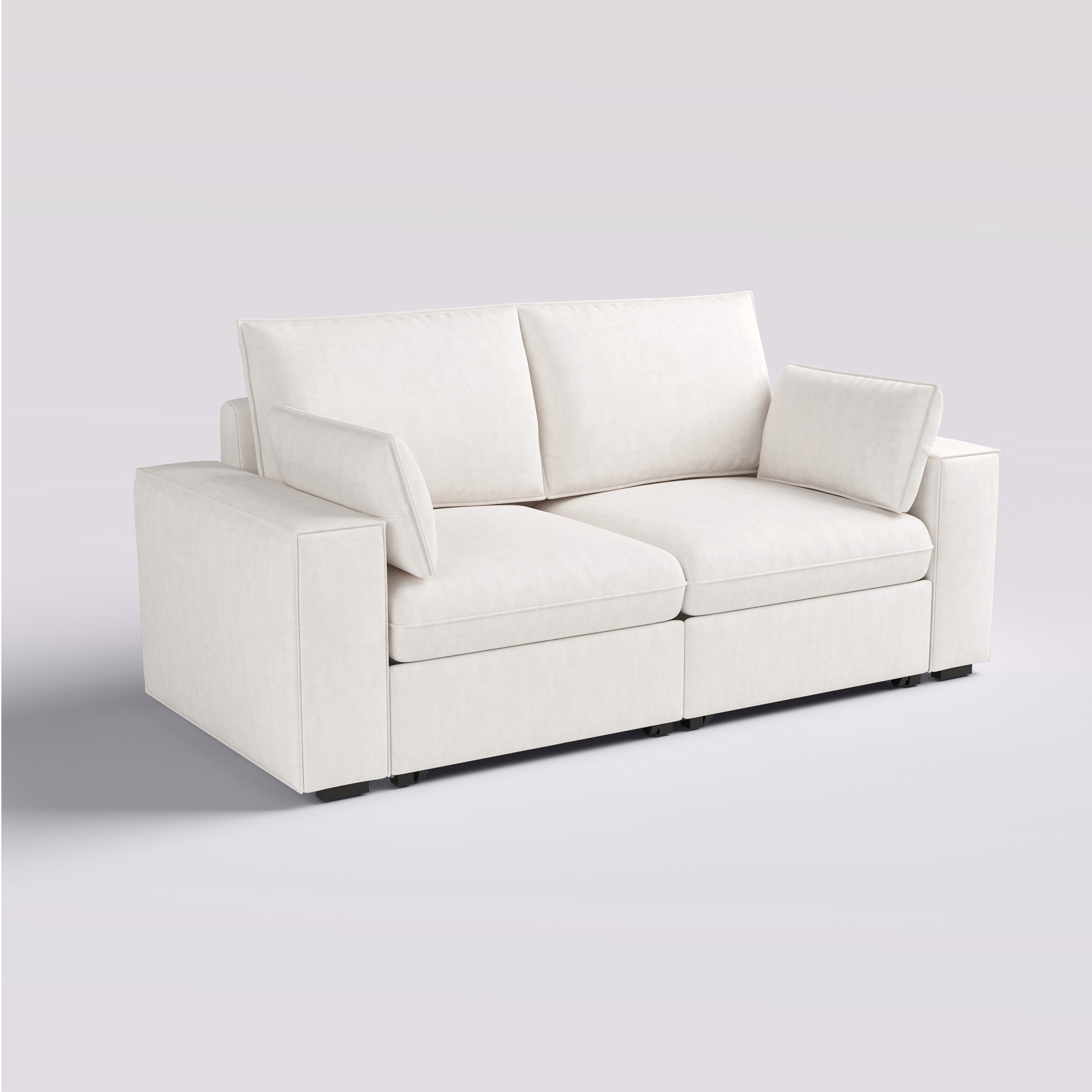 Cottonfy Creamy Tofu Block Pull Out Sofa Bed with Storage Guest Sleeper