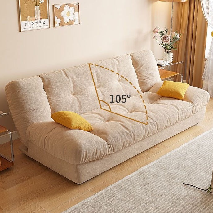 French Cream Cloud Double Folding Sofa Bed with 2 Pillows