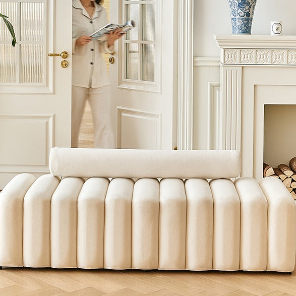 Pipe Organ Upholstered Armless Bedroom Settee Bench