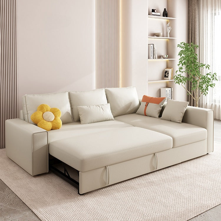 Corner Leathaire Chaise Sleeper Sofa Bed with Storage