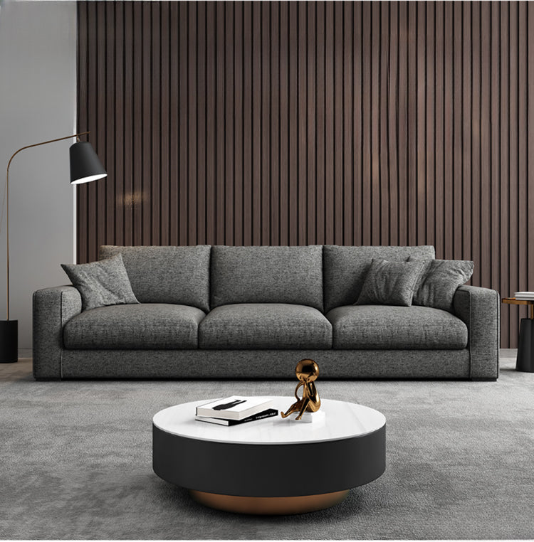 Contemporary Minimalist Three-Seater Fabric Sofa