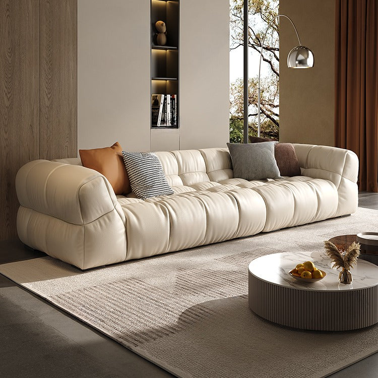 Fluffy Waffle Leathaire Fabric Sofa 3 Seater for Limited Space