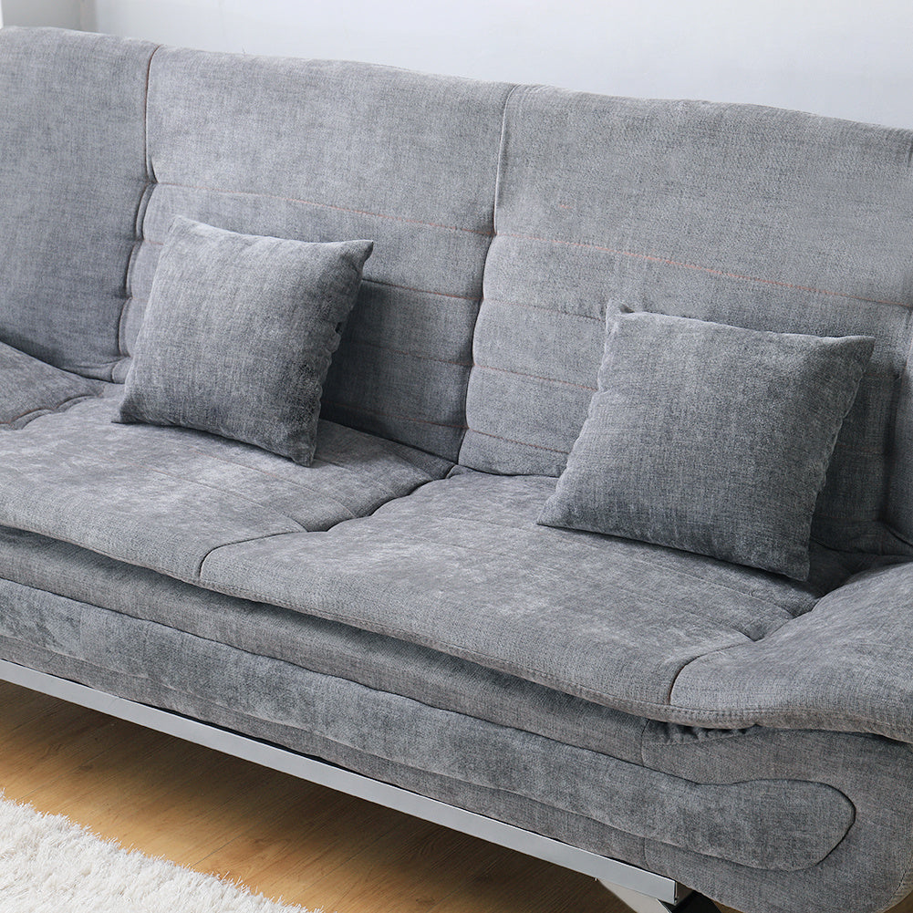 Modern 2-Seater Linen Fabric Sofa Bed with Cushions and 2 Pillows