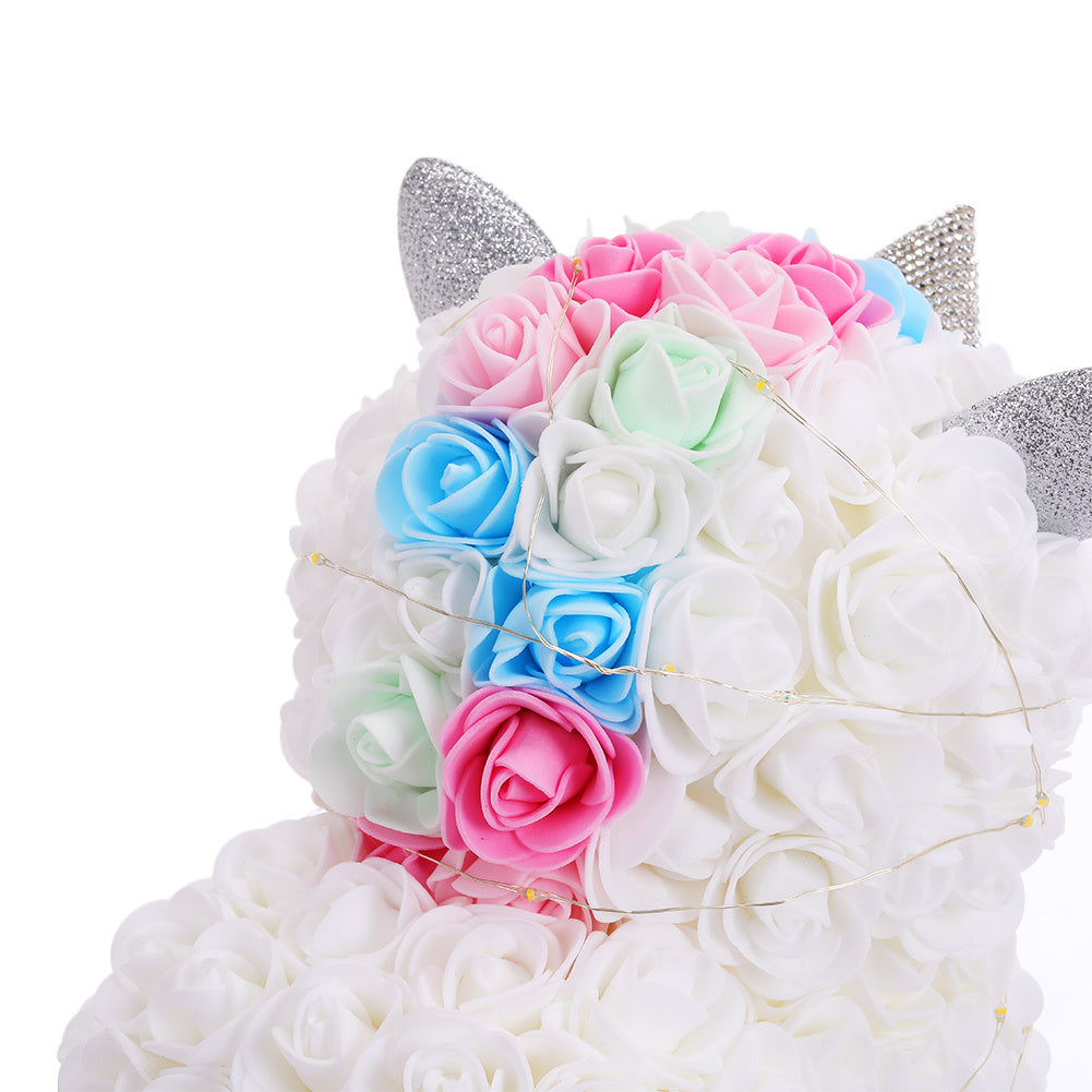 Unicorn Rose Flower Simulation Forever Rose With Gift Box & Light White