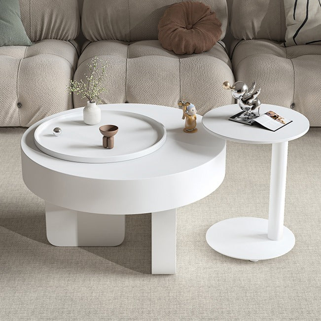 Minimalist Living Room Small Unit with Movable Rotating Coffee Table