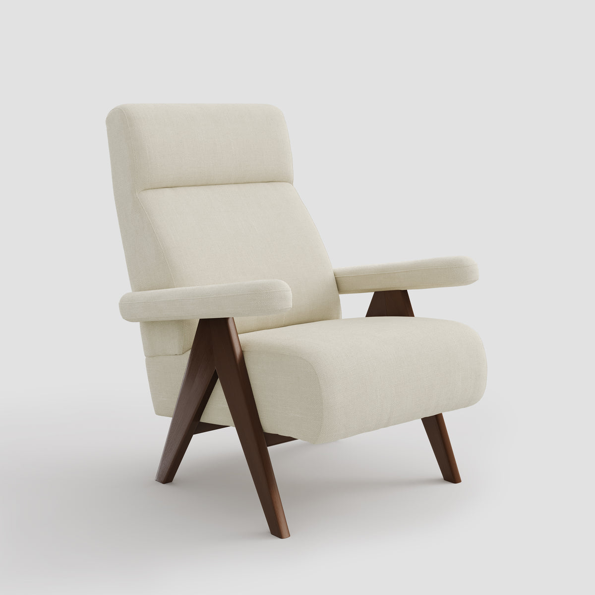 High Back Lounge Chair Wooden Frame