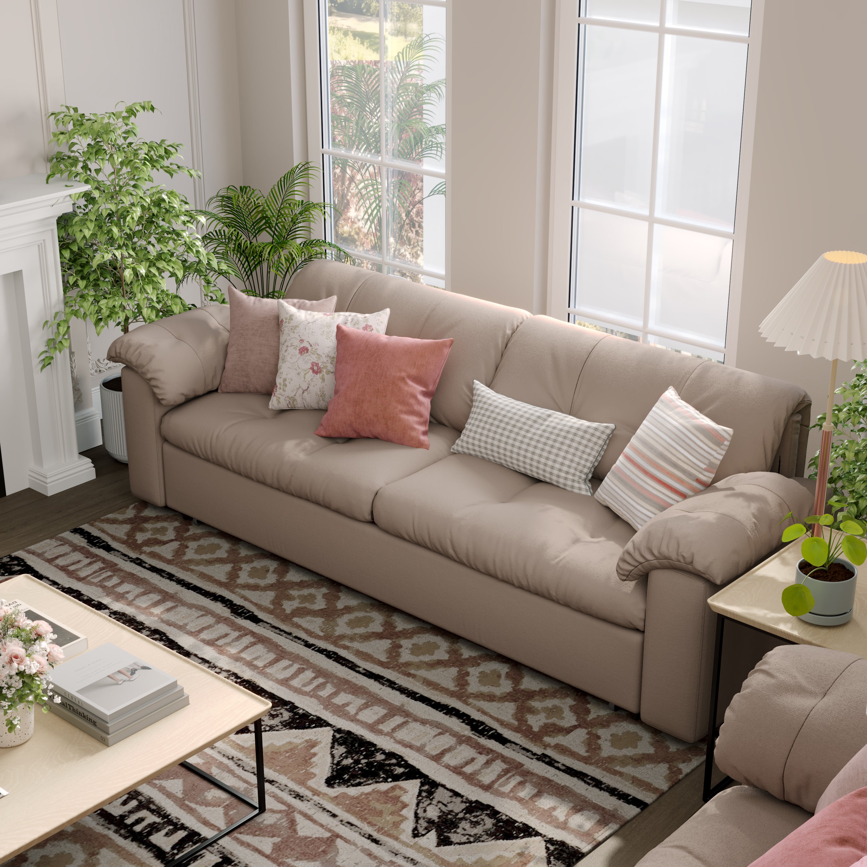 Multifunctional Sleeper Pull Out 2 Seater Sofa Bed with Storage Space