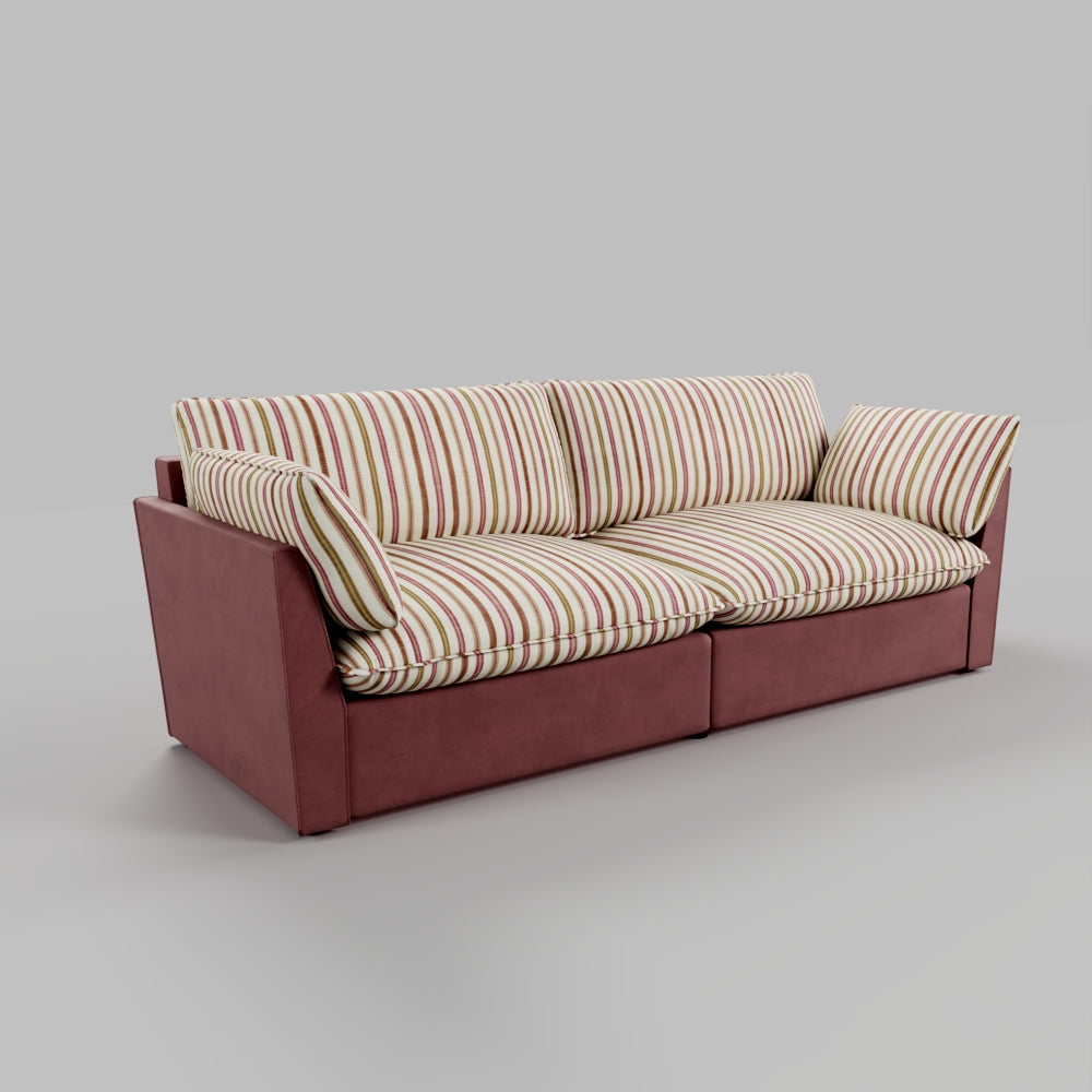 Cottonfy UK Retro Check & Striped Sofa with Removable Covers