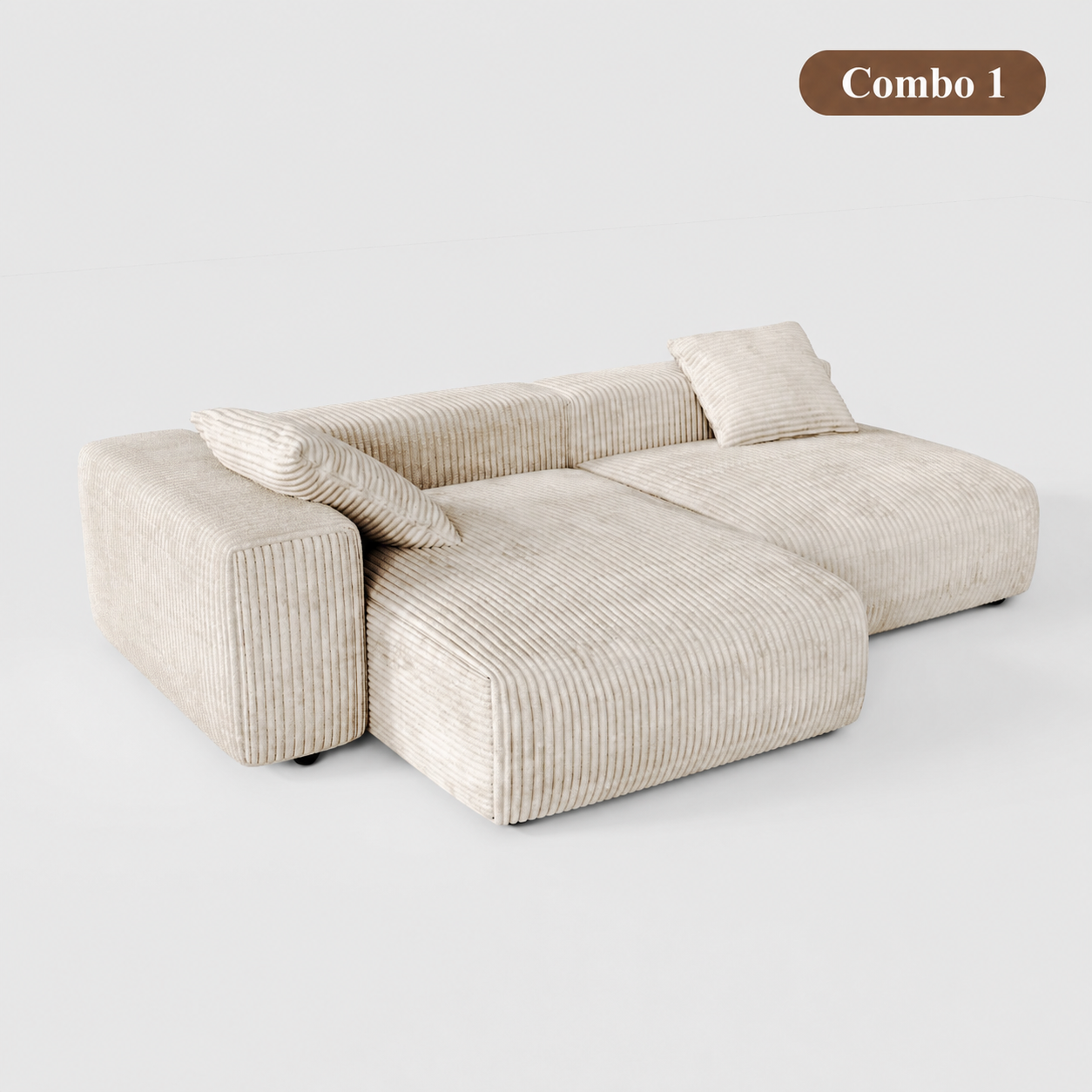 Corduroy Modular Wide Seat Chaise Sofa Block