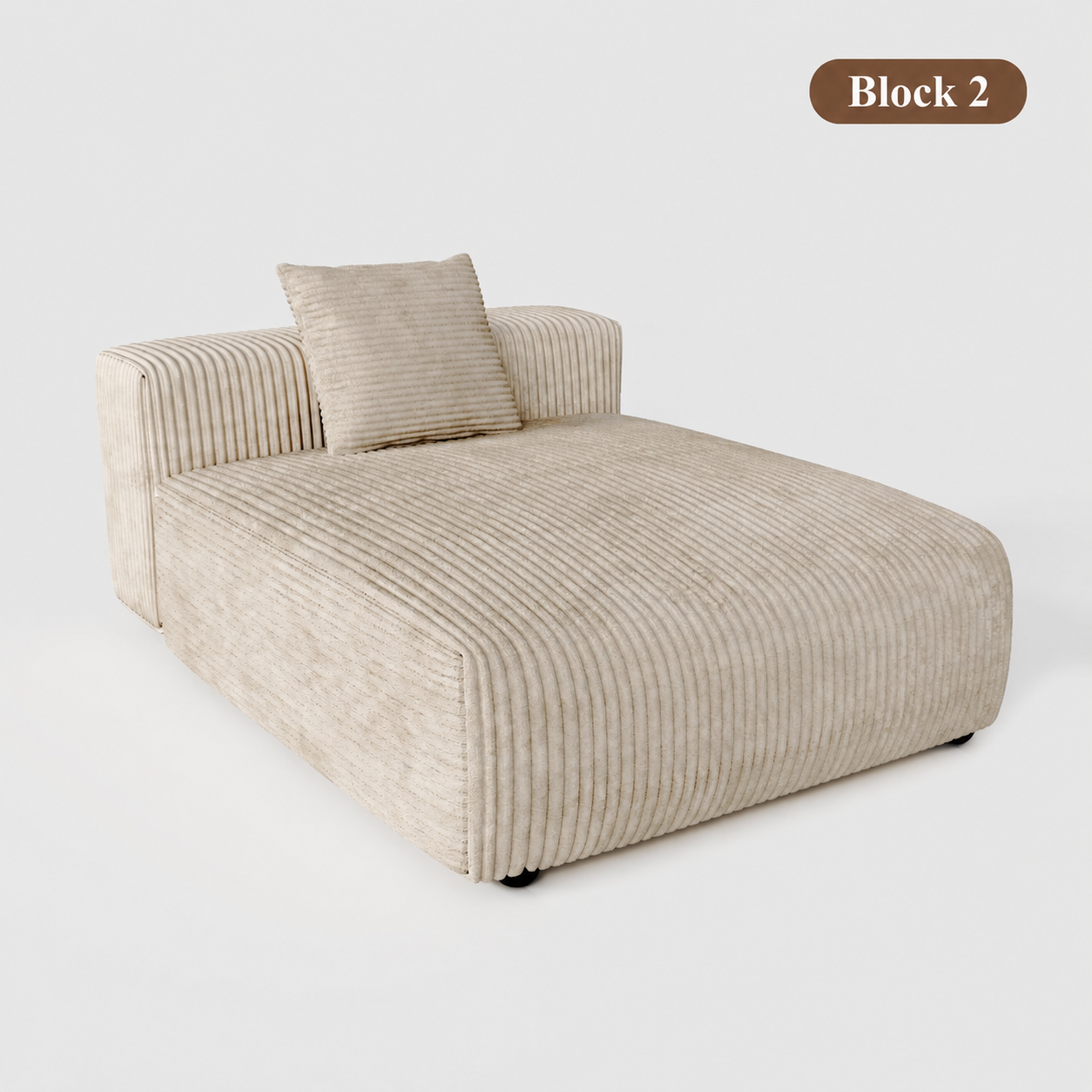 Corduroy Modular Wide Seat Chaise Sofa Block
