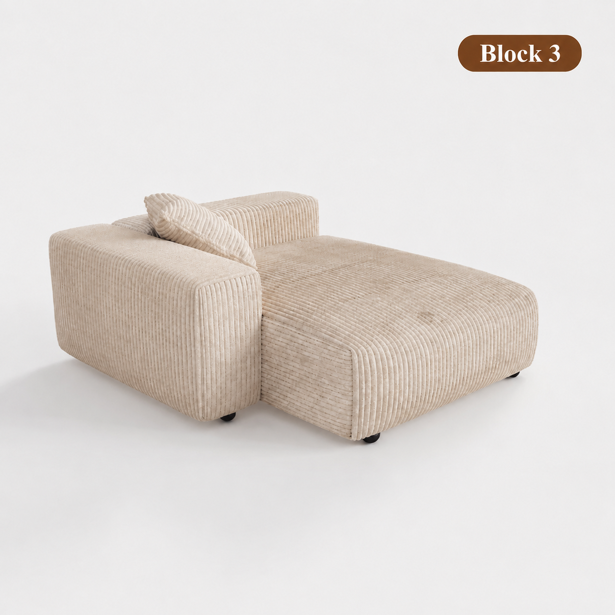 Corduroy Modular Wide Seat Chaise Sofa Block