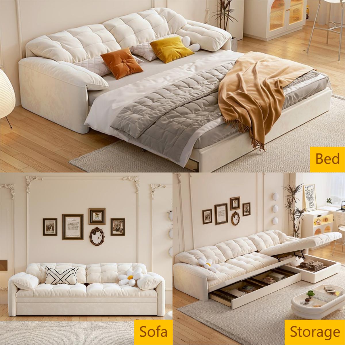 Cloud Elephant Ears Folding Corner Sofa Bed with Storage